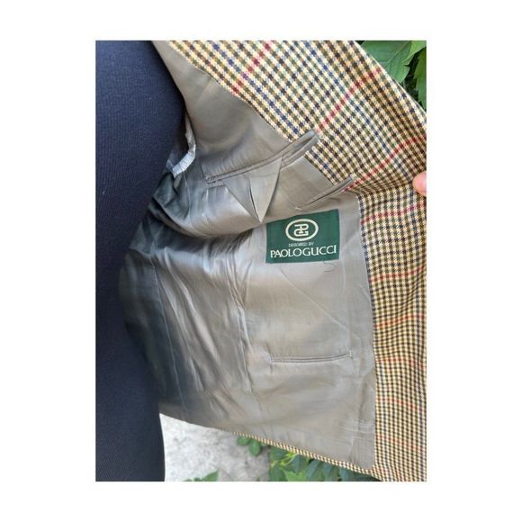 SOLD Vintage | 80s Paulo Gucci 100% Cashmere Blazer Sportcoat Houndstooth - Picture 3 of 16